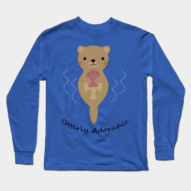 Otterly Adorable Otter Long Sleeve T-Shirt by Hedgie Designs